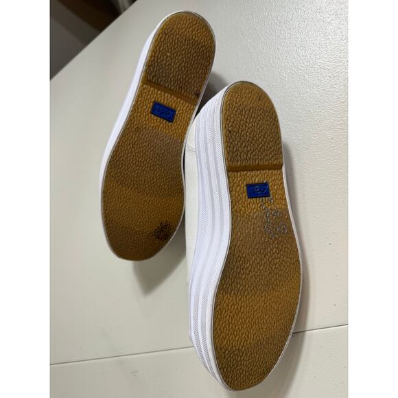 Keds womens sneakers white platform canvas Cheetah print insoles & gold  Sz 6.5 - Picture 10 of 10